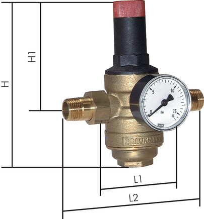 Exemplary representation: Filter pressure reducer for drinking water & nitrogen