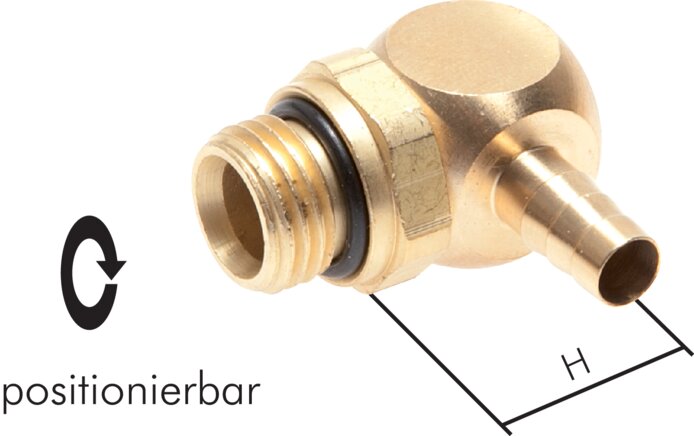 Exemplary representation: Swivelling push-in L-fitting for PU, PUN and PA hose, brass