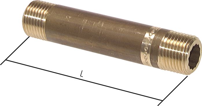 Exemplary representation: Pipe double nipple similar to EN 10241, brass