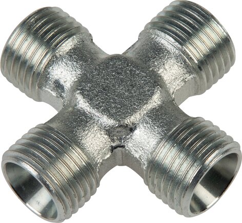 Exemplary representation: Cross screw connection, without nut & cutting ring, galvanised steel